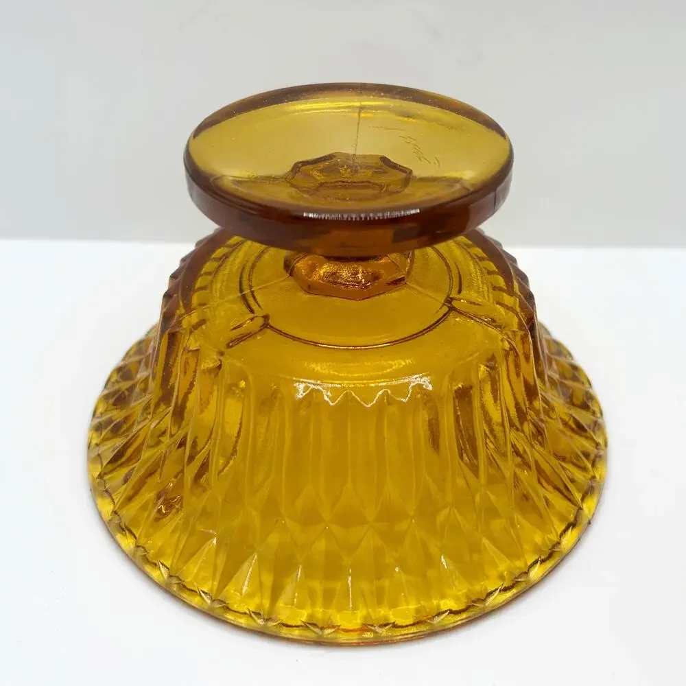 Vintage Indiana Glass Amber Diamond Point Optic Pattern Fairy Lamp EUC